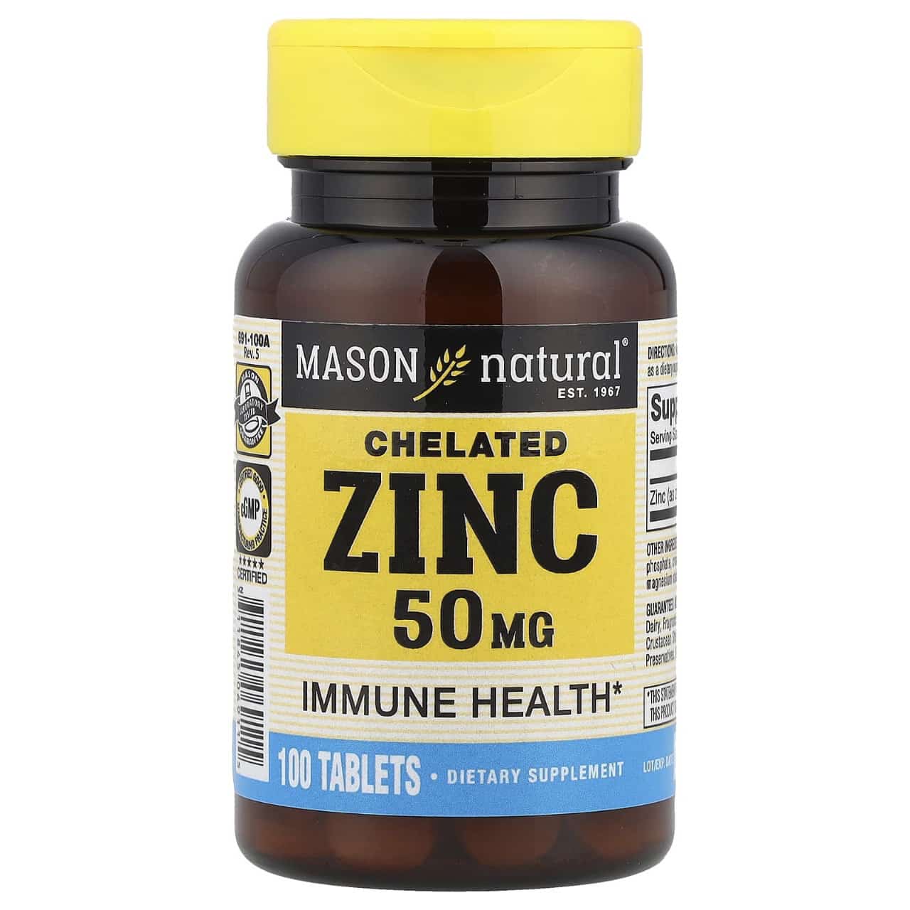 Chelated Zinc 50 mg – Mason Natural 100tap