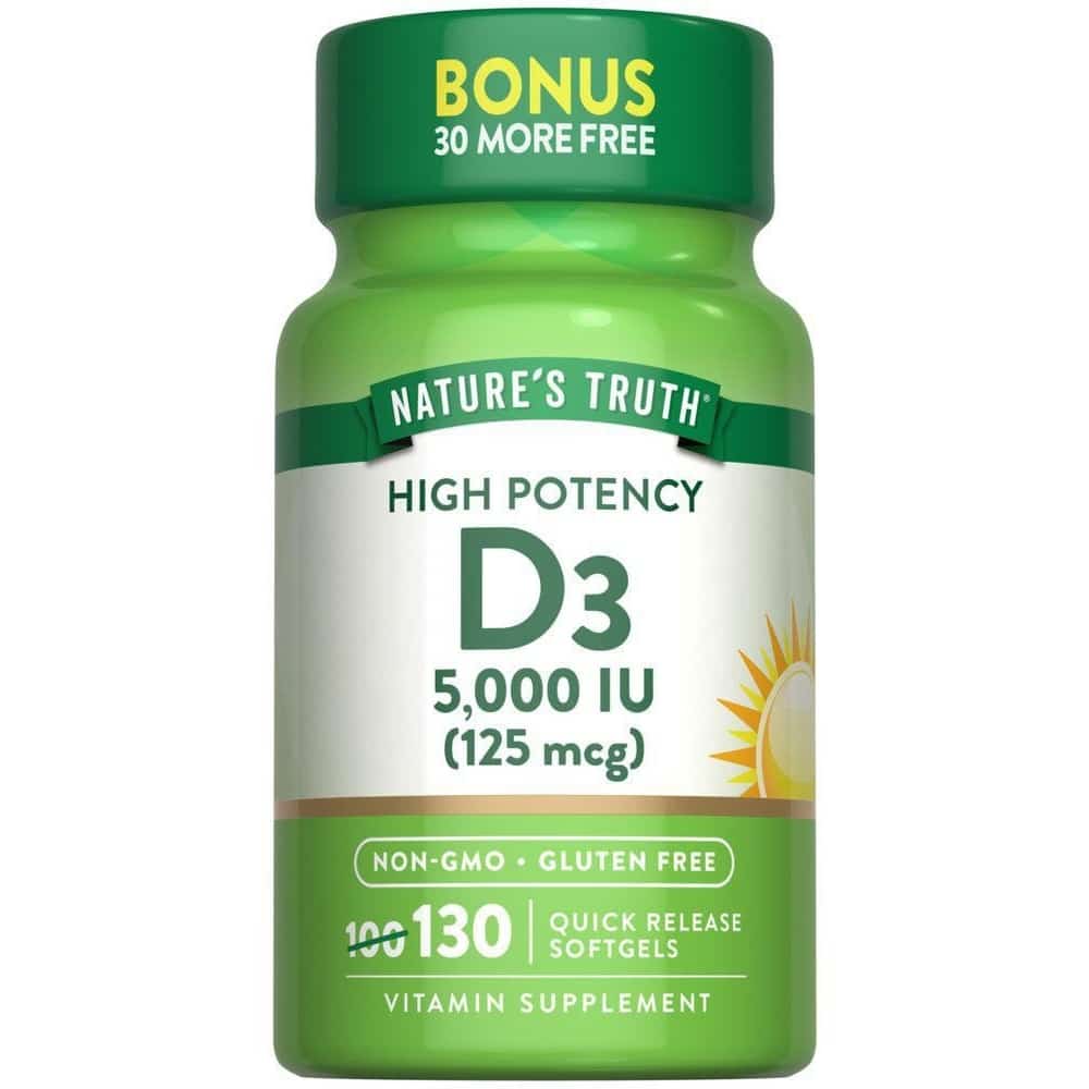 High Potency Vitamin D3 5000 IU 125 mcg 130 soft
