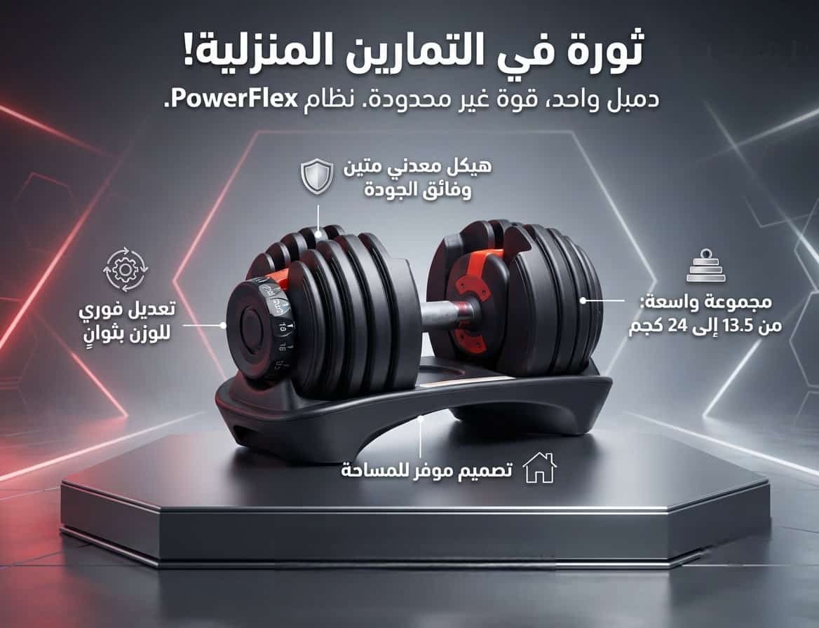 دمبل 24 كجم قابل للتعديل لون اسود