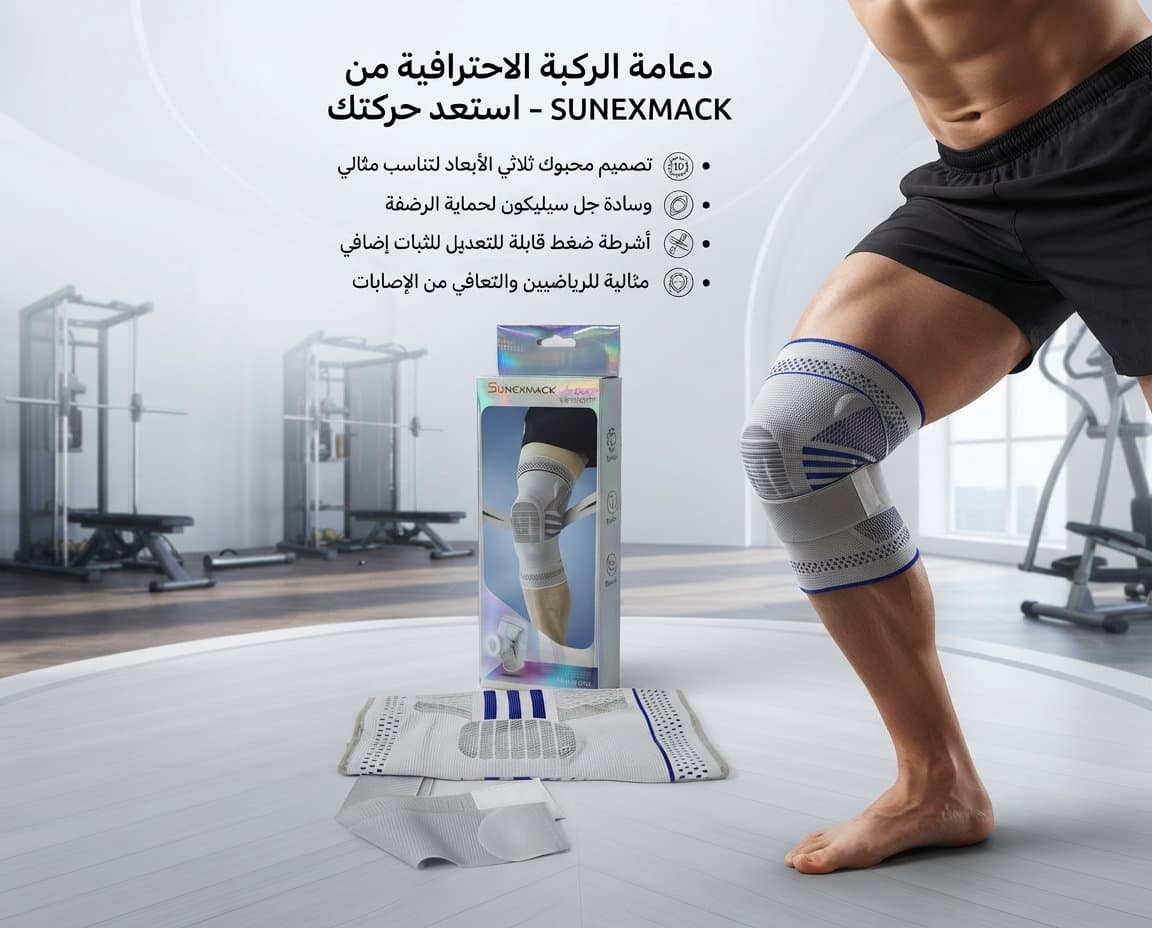 دعامة الركبة المحبوكة مع حزام ضغط